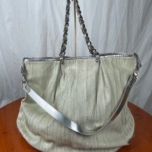 TAMMI LYN SILVER/WHITE PYTHON SKIN LARGE BAG